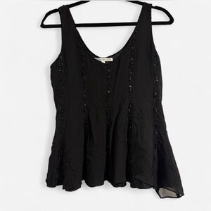 Black Beaded Evening Tank Top